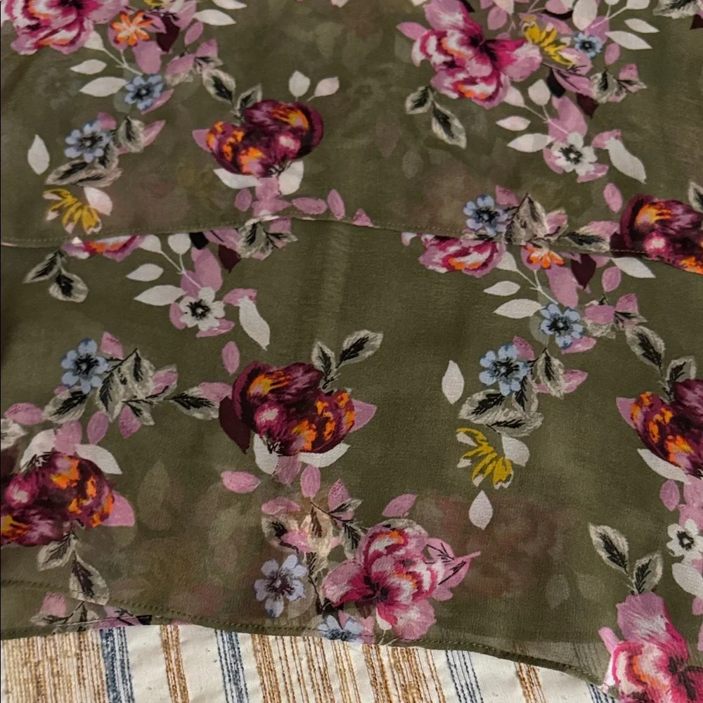 WHITE HOUSE BLACK MARKET STAPPY VELVET TRIM FLORAL DRESS - Picture 8 of 14